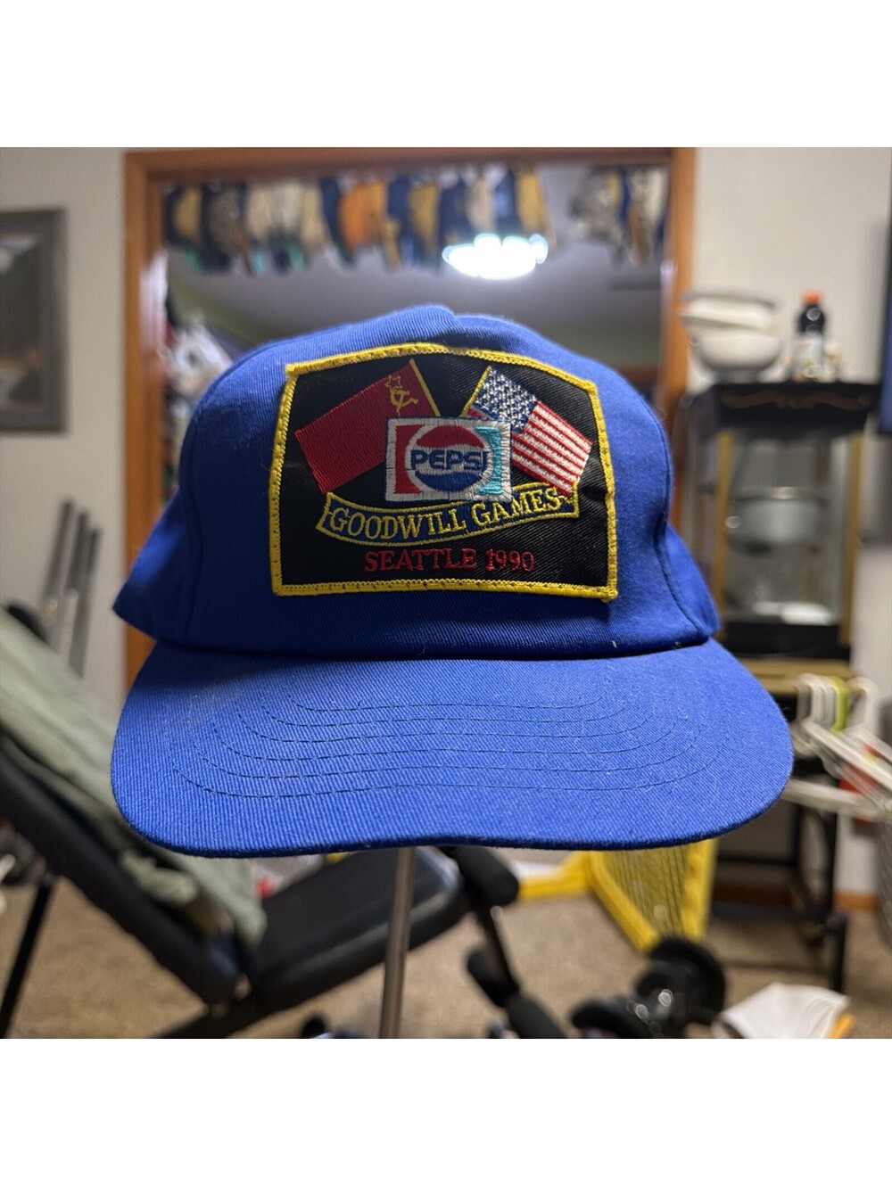 Vintage Pepsi Goodwill Games 1990 Patch Embroidered Seattle Blue Snapback Hat